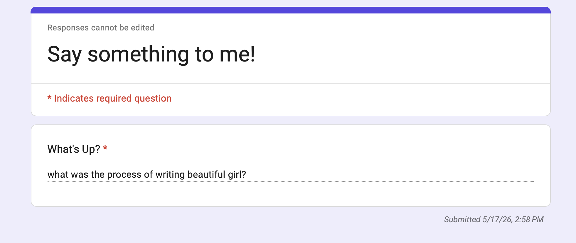 Question about Beautiful Girl