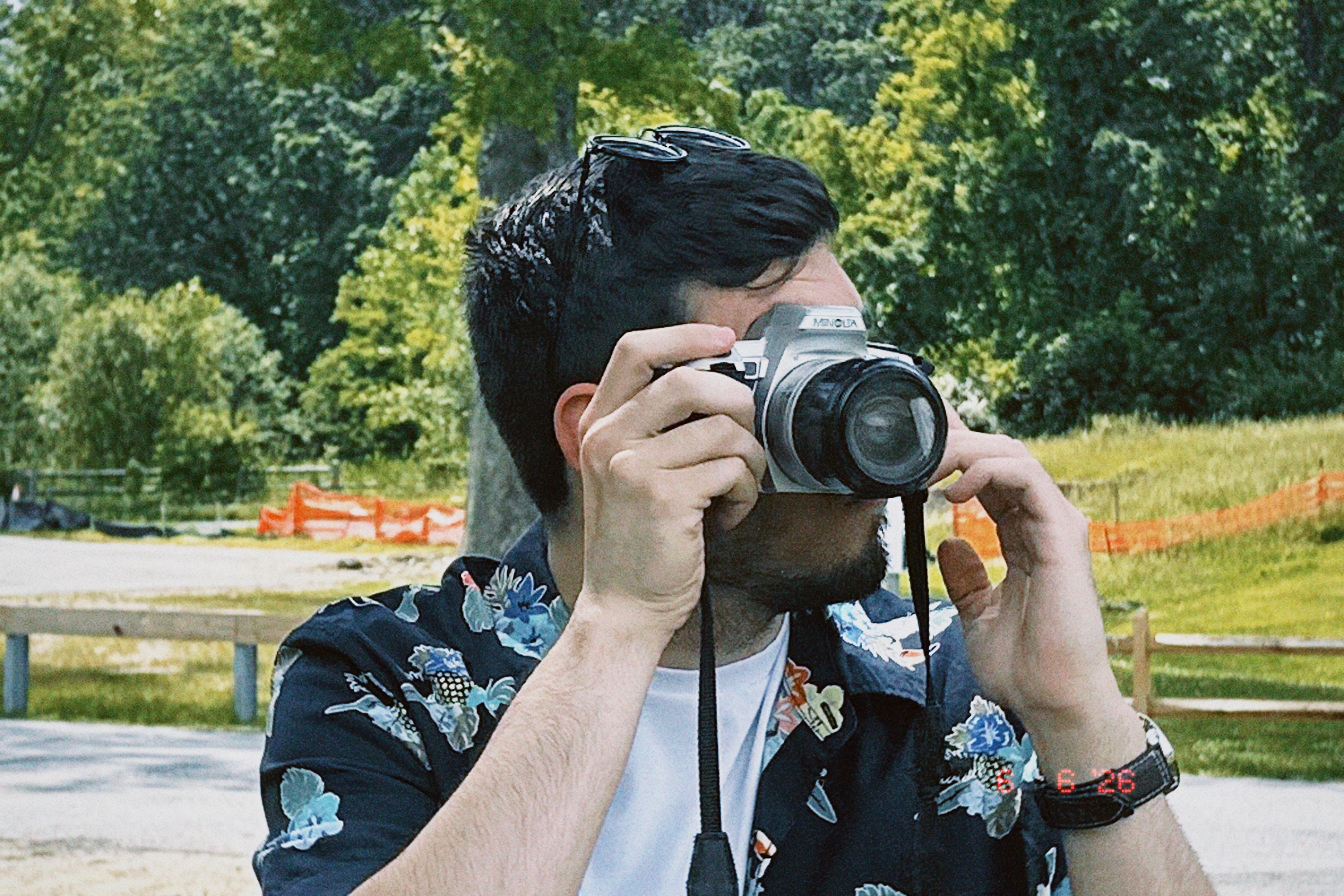 Taking a photo outside