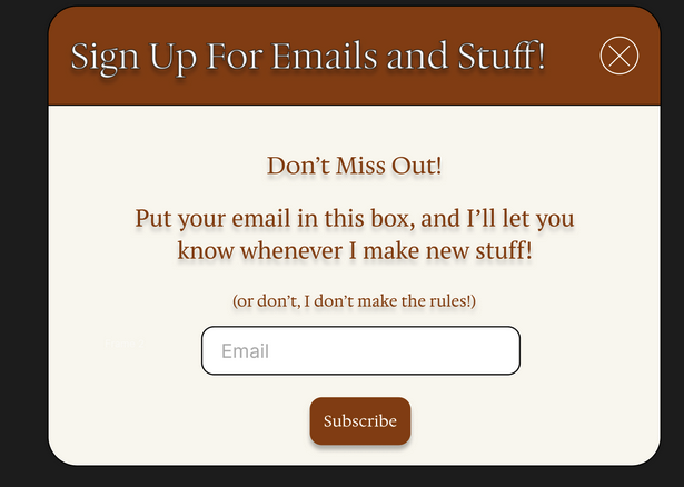Email sign-up page design